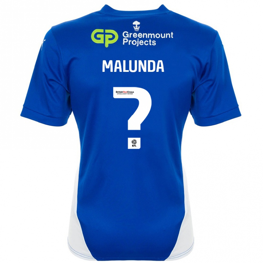 Kids Football Troy Malunda #0 Blue White Home Jersey 2024/25 T-Shirt Nz