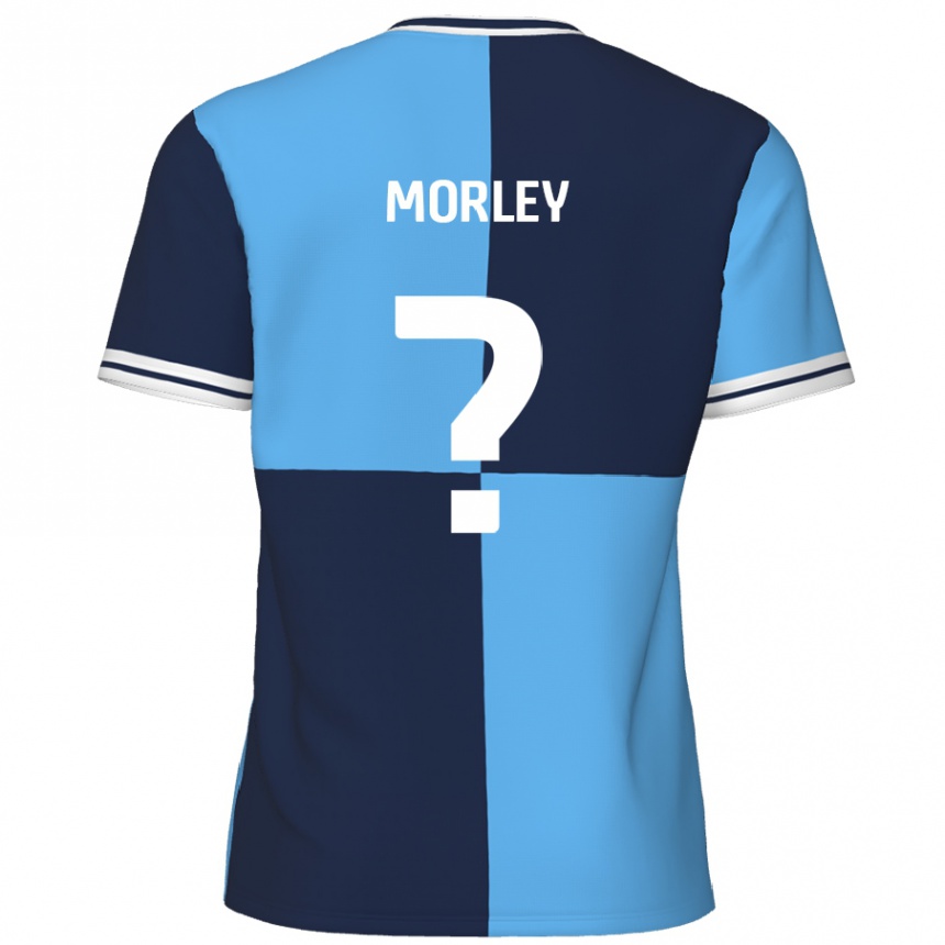 Kids Football Aaron Morley #0 Sky Blue Dark Blue Home Jersey 2024/25 T-Shirt Nz