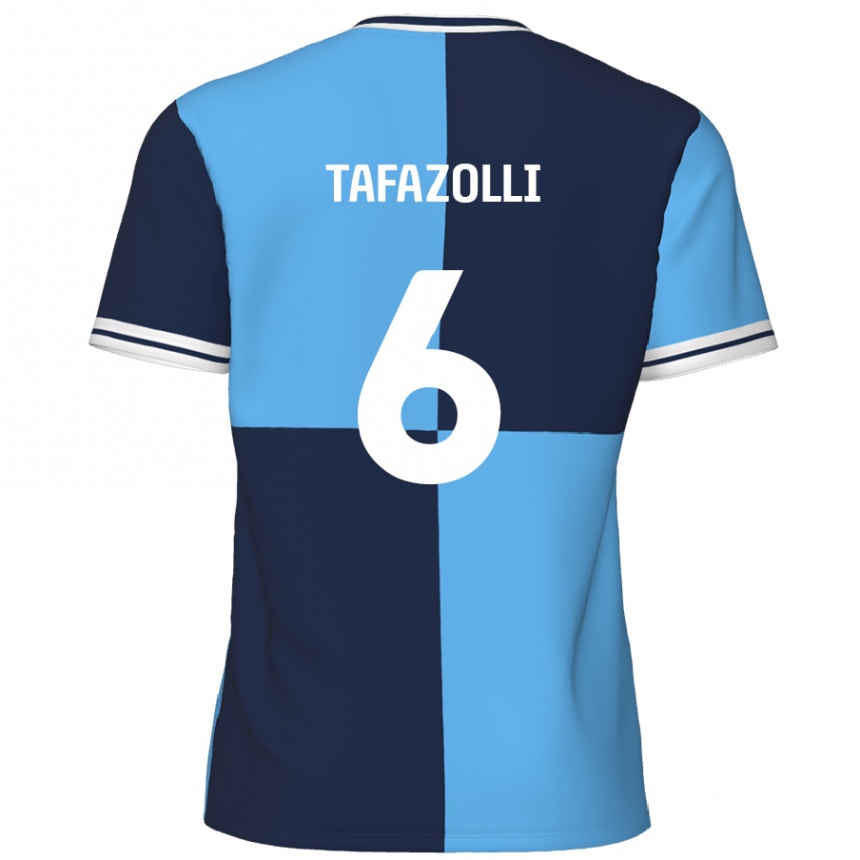 Kids Football Ryan Tafazolli #6 Sky Blue Dark Blue Home Jersey 2024/25 T-Shirt Nz