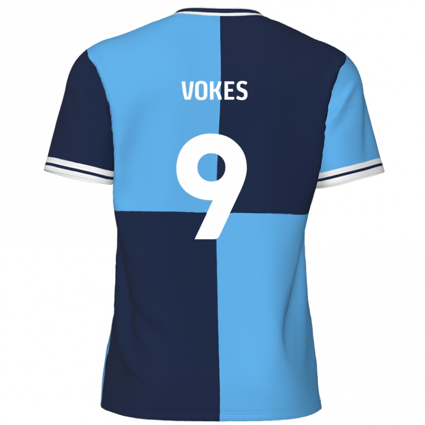 Kids Football Sam Vokes #9 Sky Blue Dark Blue Home Jersey 2024/25 T-Shirt Nz