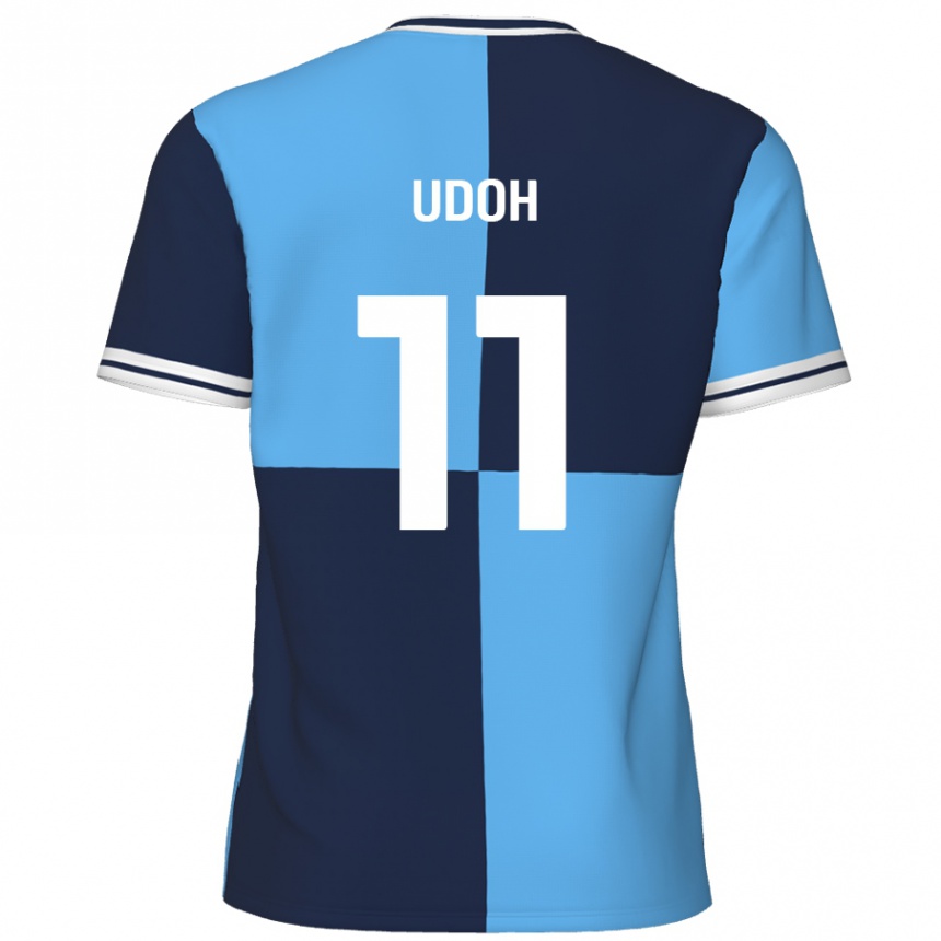 Kids Football Daniel Udoh #11 Sky Blue Dark Blue Home Jersey 2024/25 T-Shirt Nz