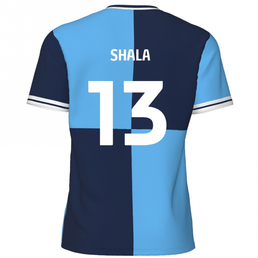 Kids Football Laurence Shala #13 Sky Blue Dark Blue Home Jersey 2024/25 T-Shirt Nz