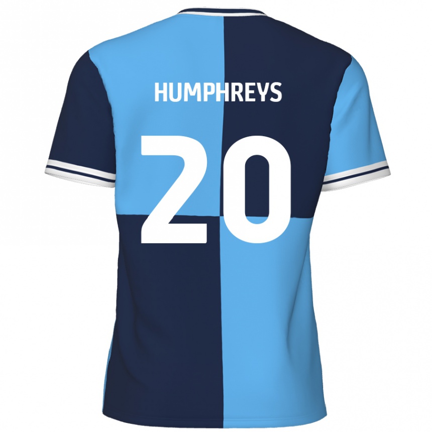 Kids Football Cameron Humphreys #20 Sky Blue Dark Blue Home Jersey 2024/25 T-Shirt Nz