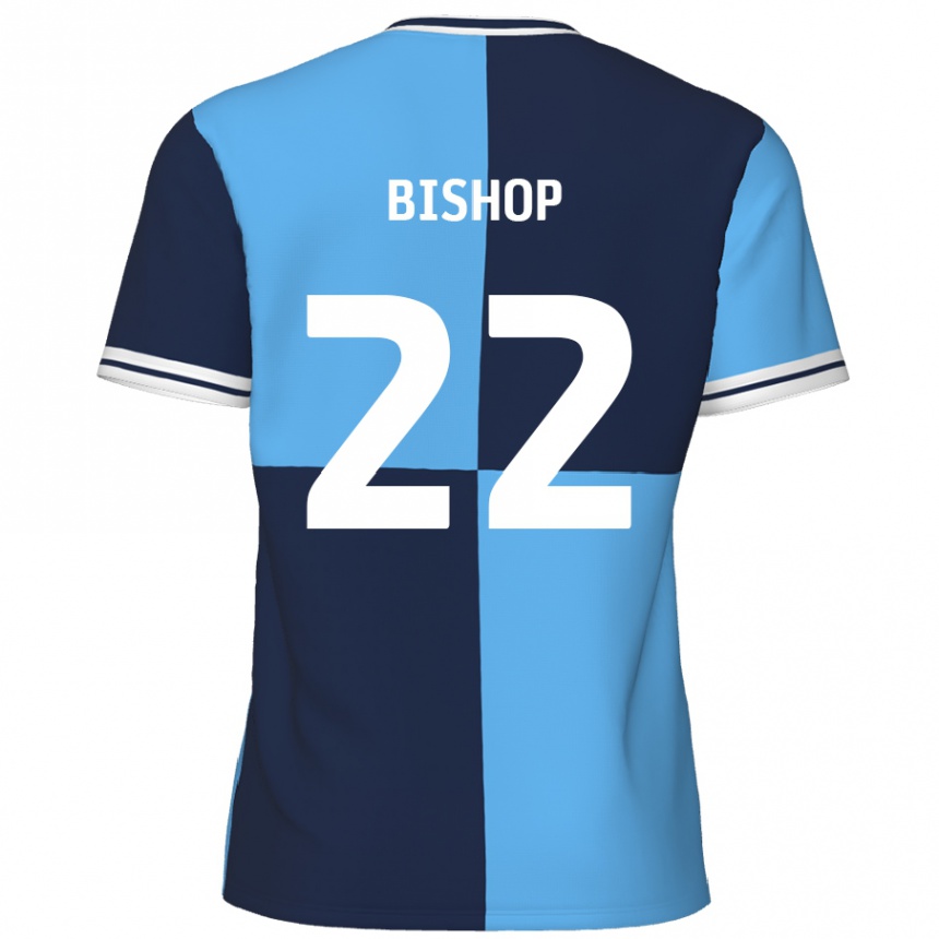 Kids Football Nathan Bishop #22 Sky Blue Dark Blue Home Jersey 2024/25 T-Shirt Nz