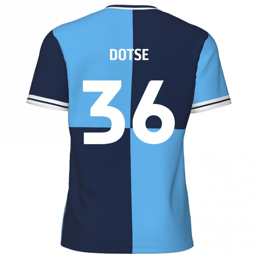 Kids Football Jahiem Dotse #36 Sky Blue Dark Blue Home Jersey 2024/25 T-Shirt Nz