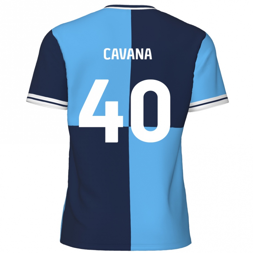 Kids Football Max Cavana #40 Sky Blue Dark Blue Home Jersey 2024/25 T-Shirt Nz