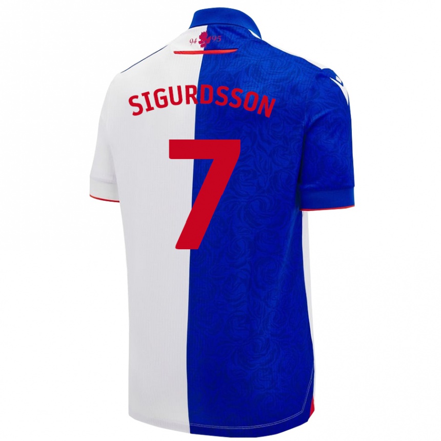 Kids Football Arnór Sigurdsson #7 Sky Blue White Home Jersey 2024/25 T-Shirt Nz