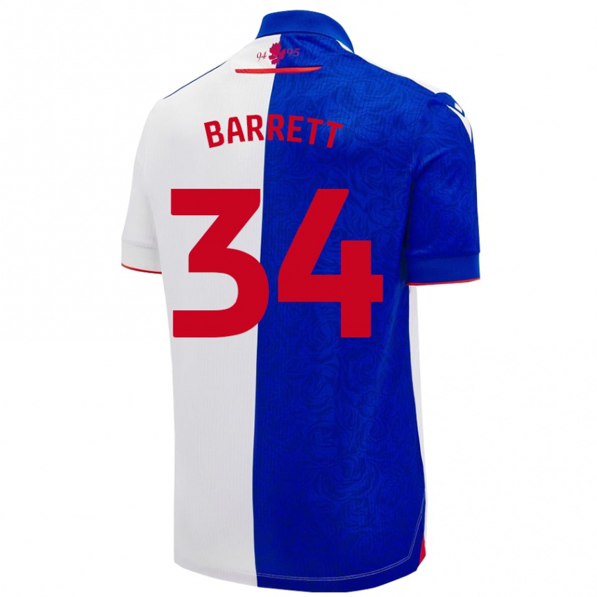 Kids Football Jack Barrett #34 Sky Blue White Home Jersey 2024/25 T-Shirt Nz