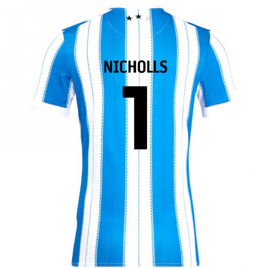 Kids Football Lee Nicholls #1 Blue White Home Jersey 2024/25 T-Shirt Nz