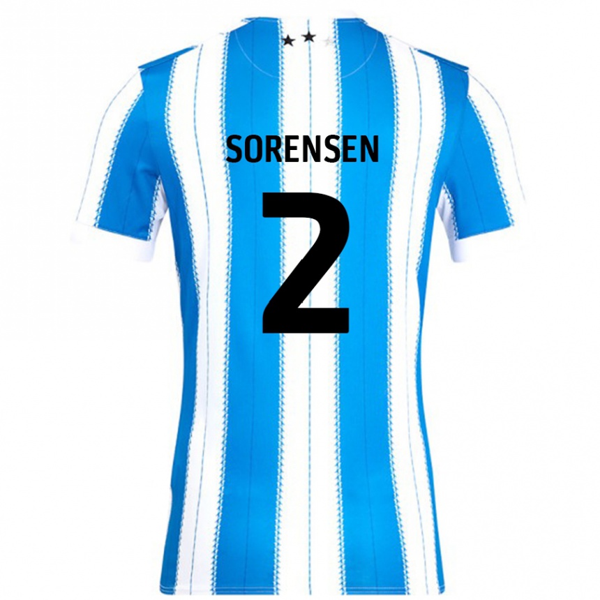 Kids Football Lasse Sörensen #2 Blue White Home Jersey 2024/25 T-Shirt Nz