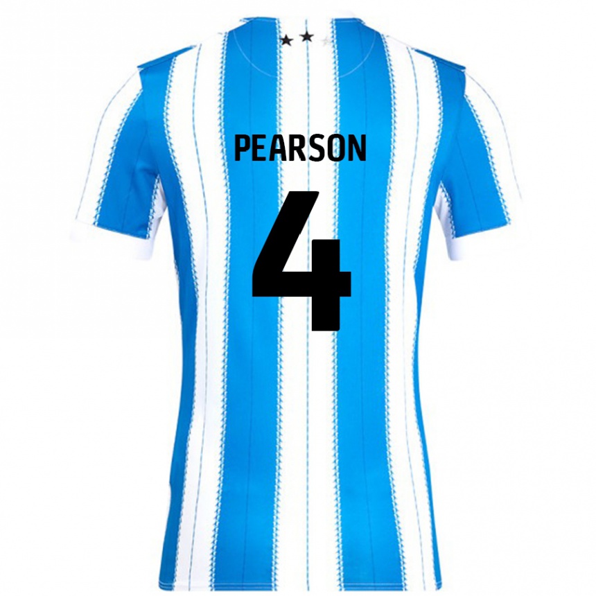 Kids Football Matty Pearson #4 Blue White Home Jersey 2024/25 T-Shirt Nz