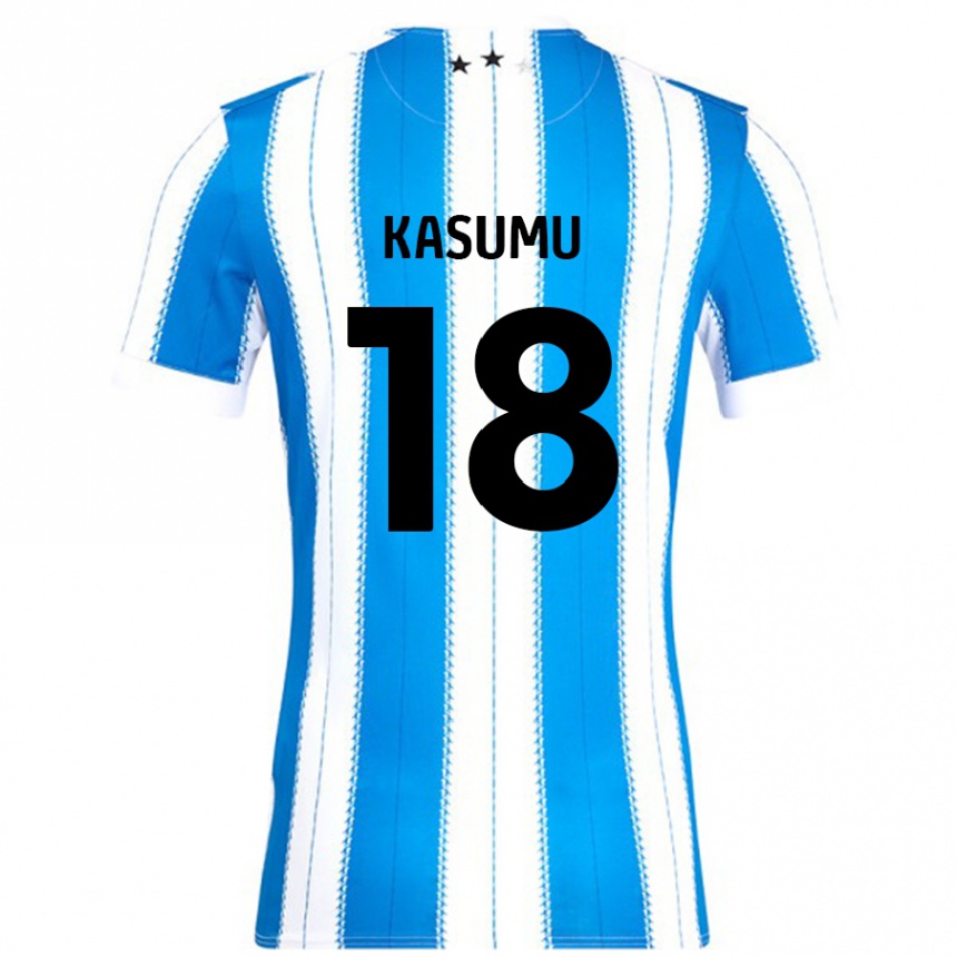 Kids Football David Kasumu #18 Blue White Home Jersey 2024/25 T-Shirt Nz