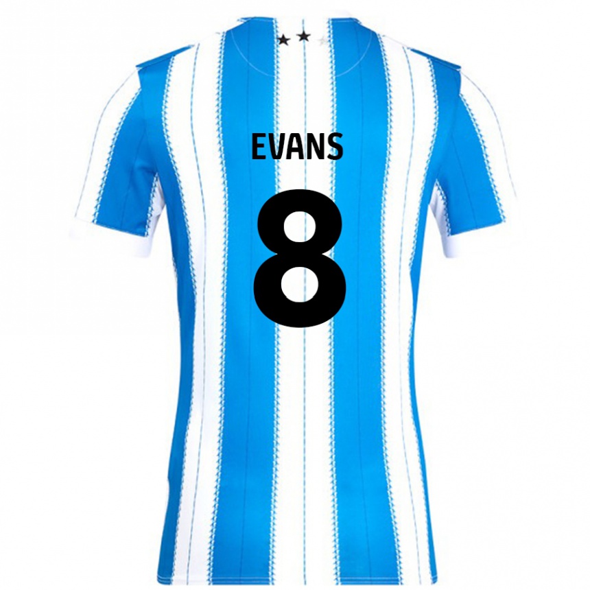 Kids Football Charley Evans #8 Blue White Home Jersey 2024/25 T-Shirt Nz