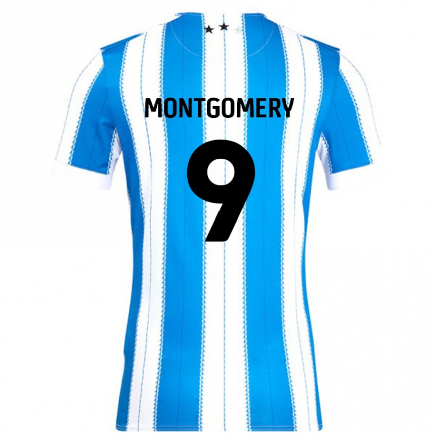 Kids Football Ria Montgomery #9 Blue White Home Jersey 2024/25 T-Shirt Nz