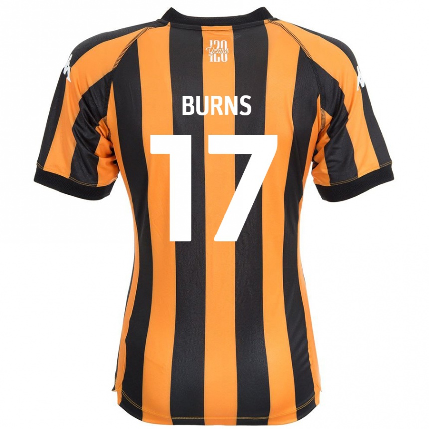 Kids Football Finley Burns #17 Black Amber Home Jersey 2024/25 T-Shirt Nz