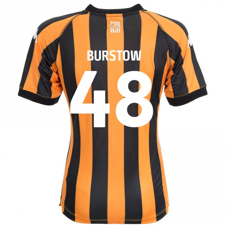 Kids Football Mason Burstow #48 Black Amber Home Jersey 2024/25 T-Shirt Nz