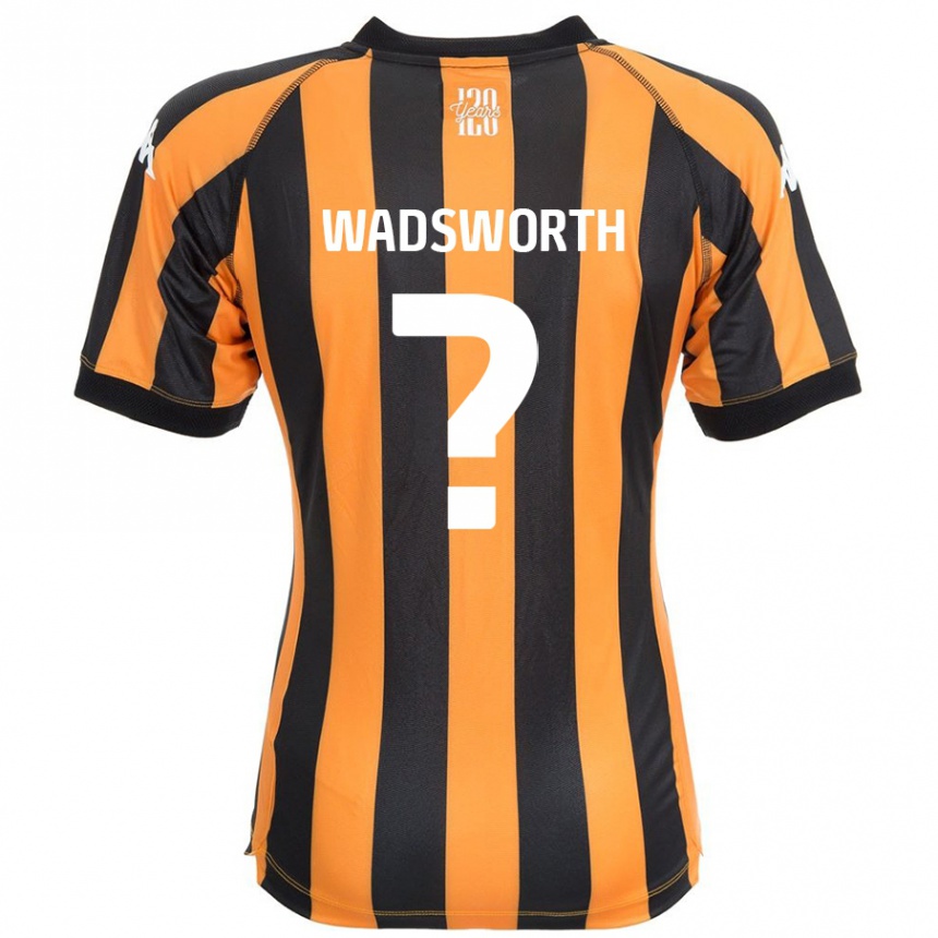 Kids Football Noah Wadsworth #0 Black Amber Home Jersey 2024/25 T-Shirt Nz