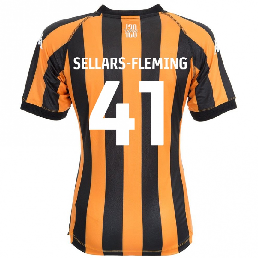 Kids Football Tyrell Sellars-Fleming #41 Black Amber Home Jersey 2024/25 T-Shirt Nz