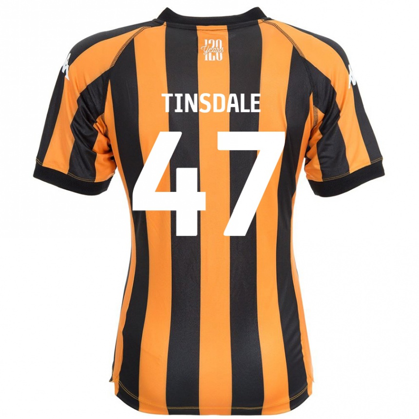 Kids Football Nathan Tinsdale #47 Black Amber Home Jersey 2024/25 T-Shirt Nz