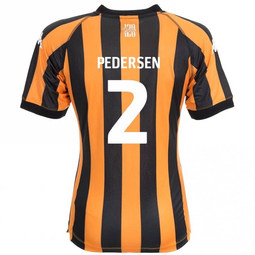 Kids Football Eden Pedersen #2 Black Amber Home Jersey 2024/25 T-Shirt Nz