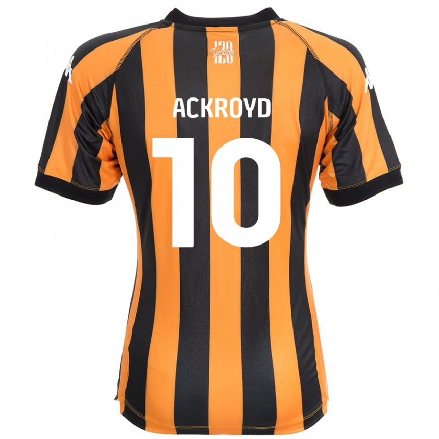 Kids Football Rachael Ackroyd #10 Black Amber Home Jersey 2024/25 T-Shirt Nz