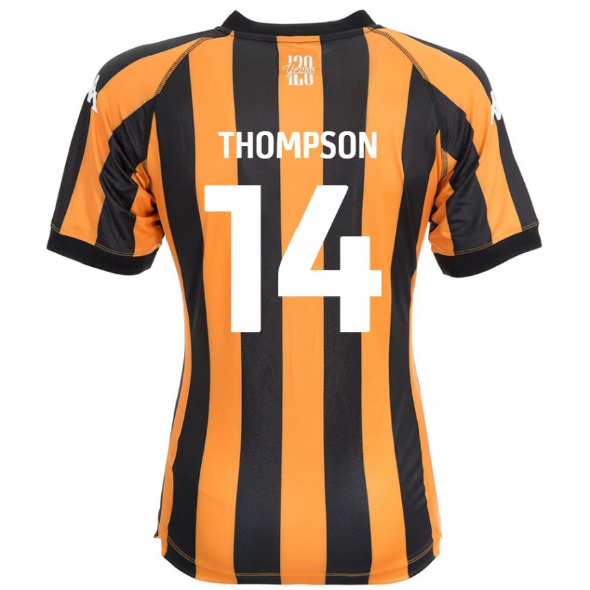 Kids Football Katie Thompson #14 Black Amber Home Jersey 2024/25 T-Shirt Nz