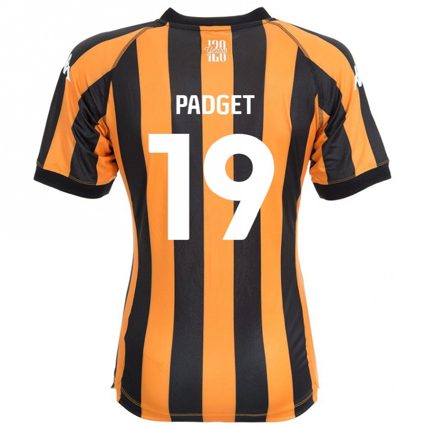 Kids Football Bethany Padget #19 Black Amber Home Jersey 2024/25 T-Shirt Nz