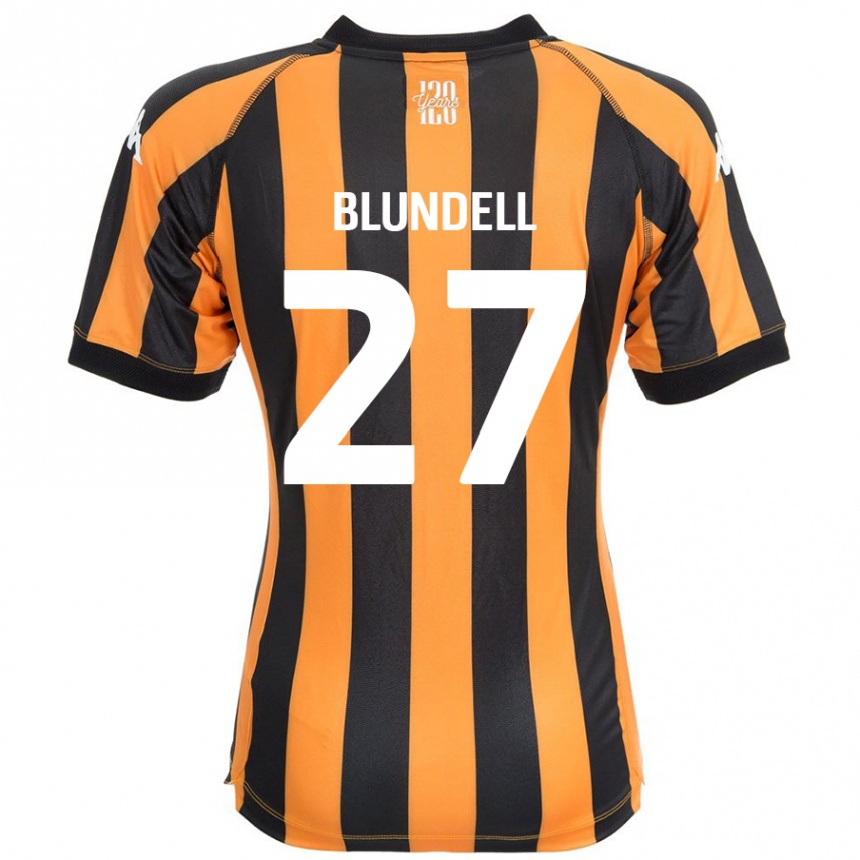 Kids Football Maddie Blundell #27 Black Amber Home Jersey 2024/25 T-Shirt Nz