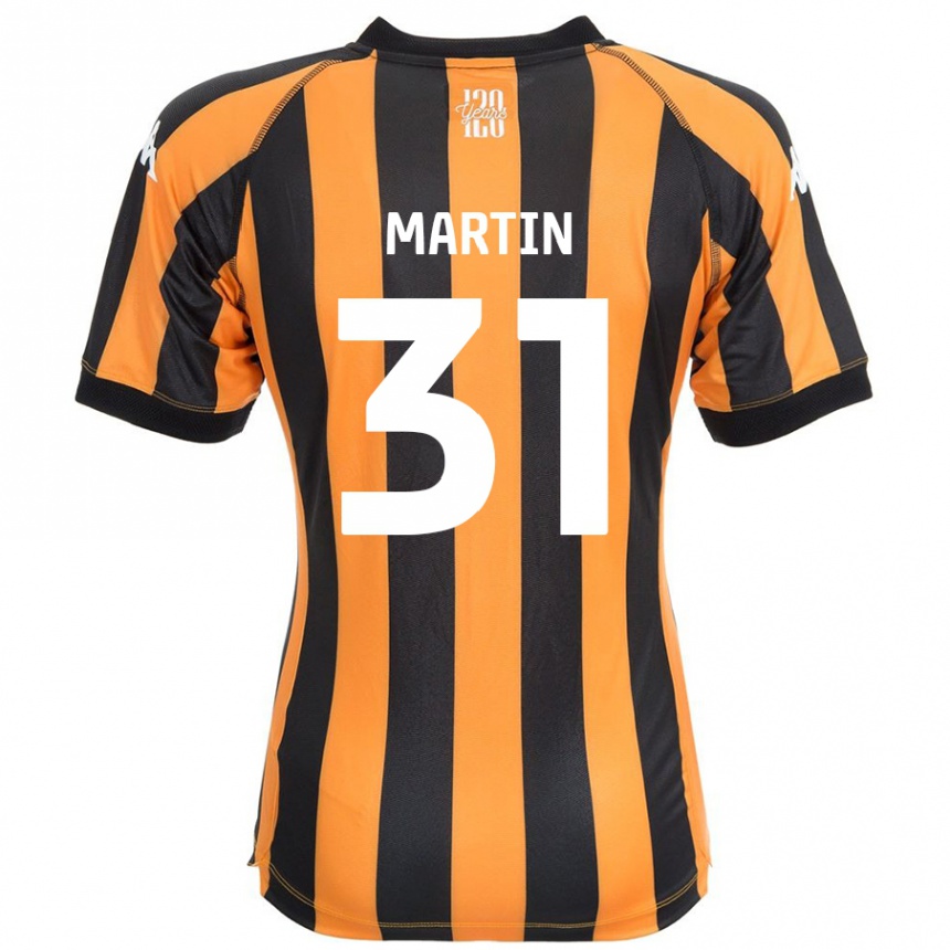 Kids Football Faith Martin #31 Black Amber Home Jersey 2024/25 T-Shirt Nz