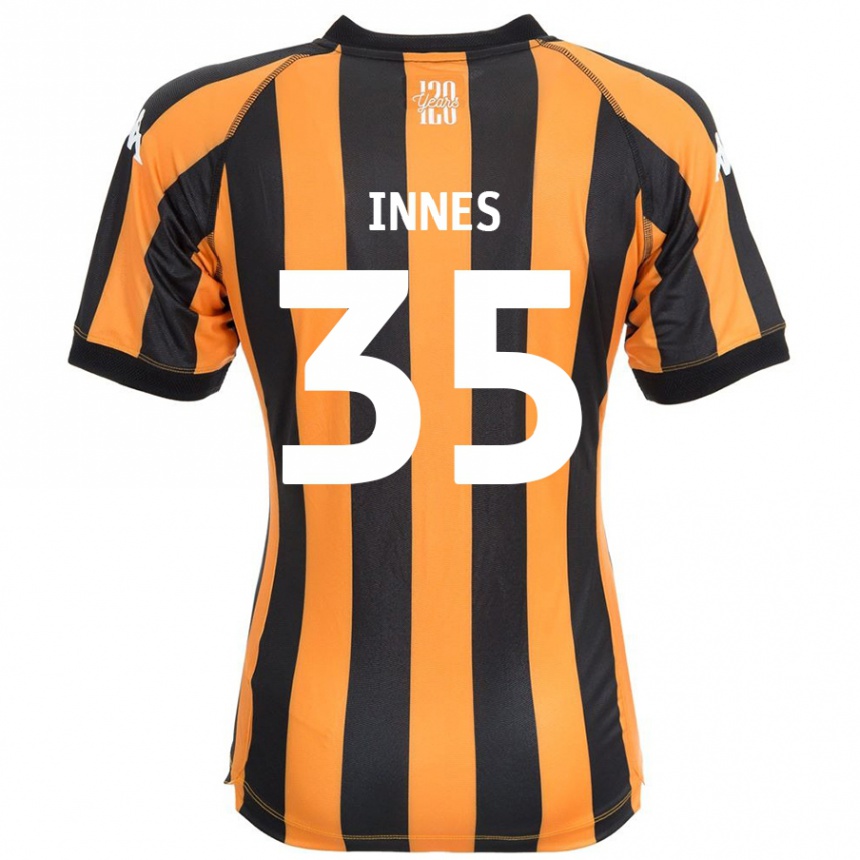 Kids Football Emma Innes #35 Black Amber Home Jersey 2024/25 T-Shirt Nz