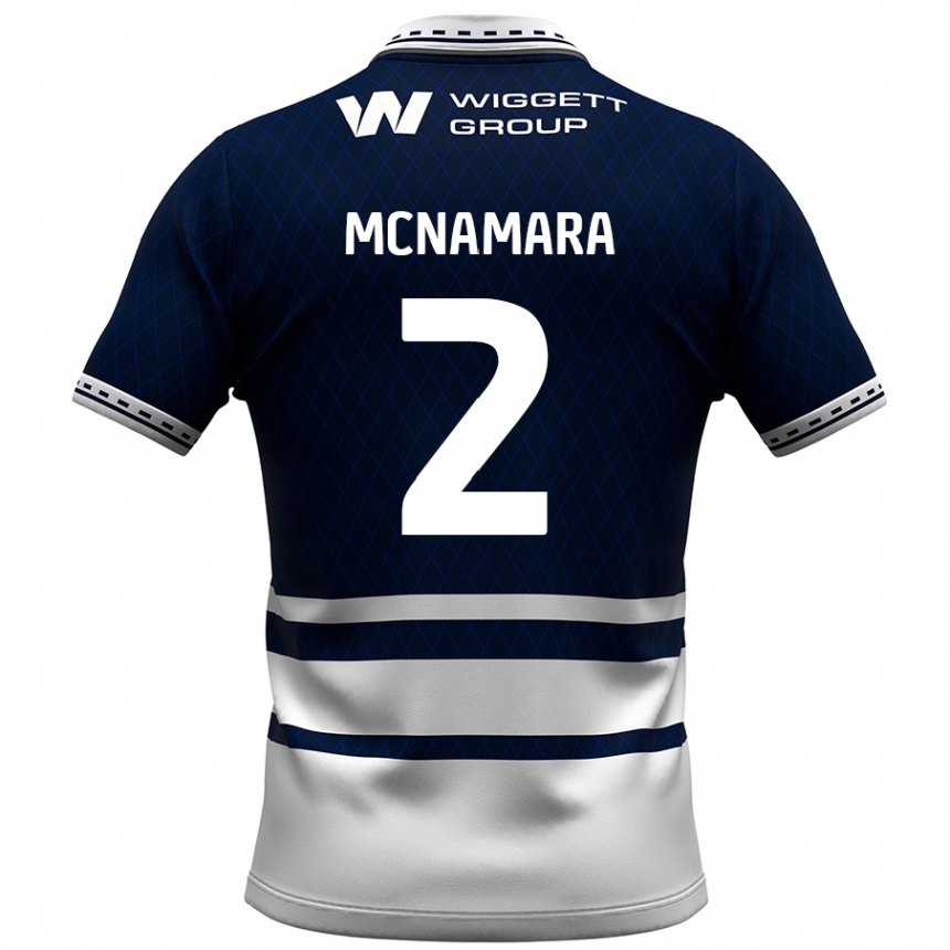 Kids Football Danny Mcnamara #2 Navy Blue White Home Jersey 2024/25 T-Shirt Nz