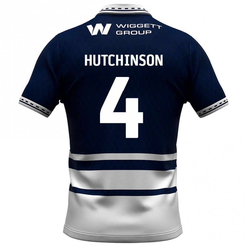 Kids Football Shaun Hutchinson #4 Navy Blue White Home Jersey 2024/25 T-Shirt Nz