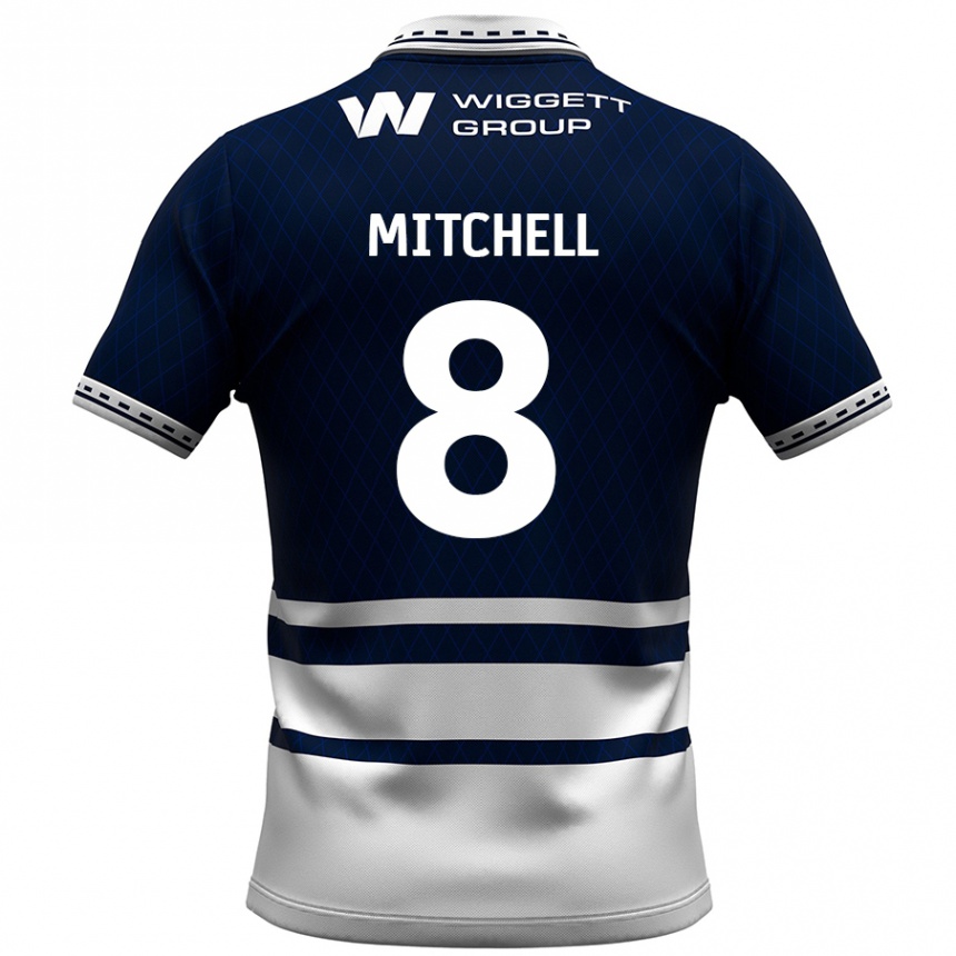 Kids Football Billy Mitchell #8 Navy Blue White Home Jersey 2024/25 T-Shirt Nz