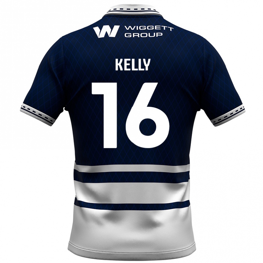 Kids Football Daniel Kelly #16 Navy Blue White Home Jersey 2024/25 T-Shirt Nz