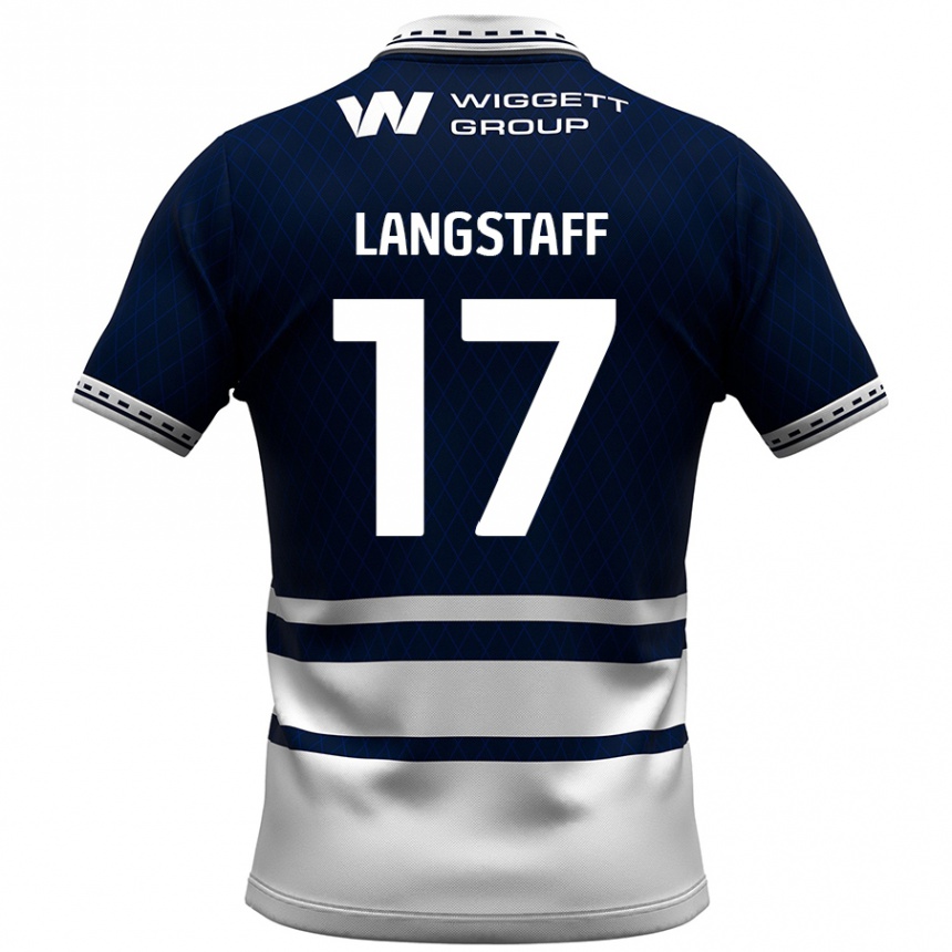 Kids Football Macaulay Langstaff #17 Navy Blue White Home Jersey 2024/25 T-Shirt Nz