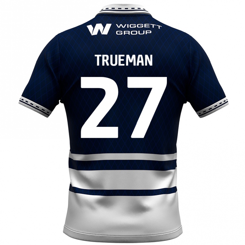 Kids Football Connal Trueman #27 Navy Blue White Home Jersey 2024/25 T-Shirt Nz