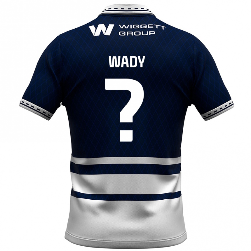 Kids Football Ethan Wady #0 Navy Blue White Home Jersey 2024/25 T-Shirt Nz