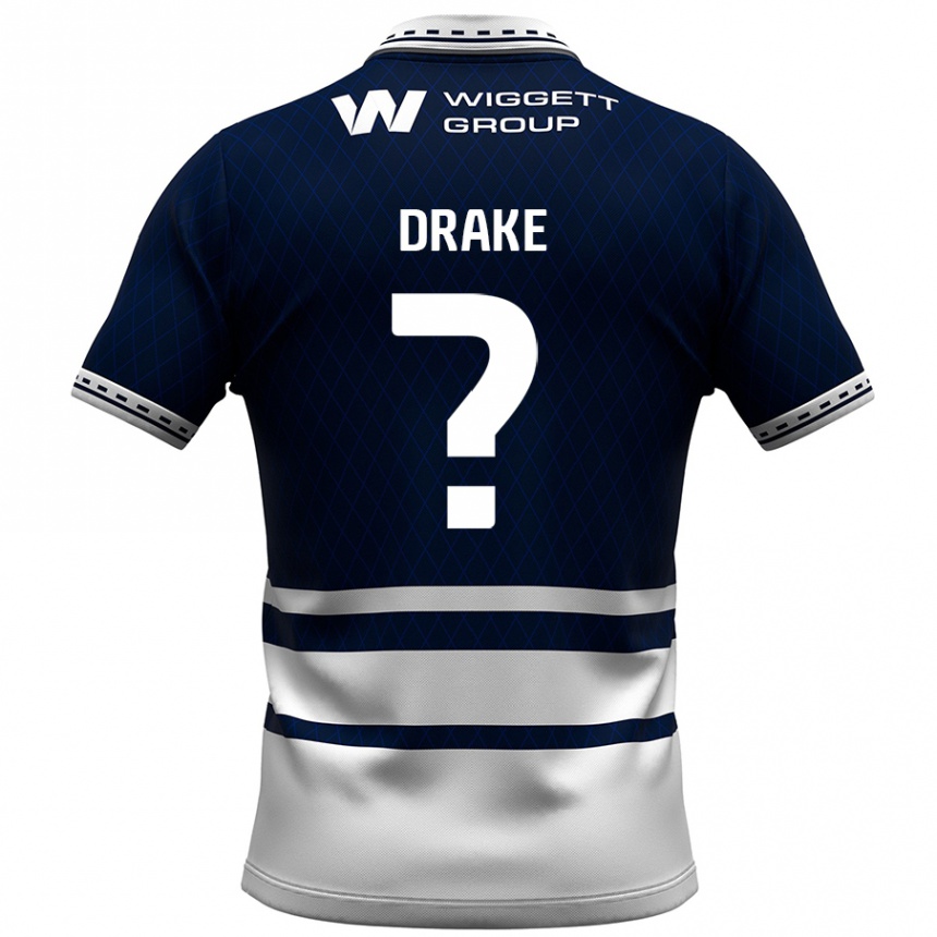 Kids Football Ben Drake #0 Navy Blue White Home Jersey 2024/25 T-Shirt Nz