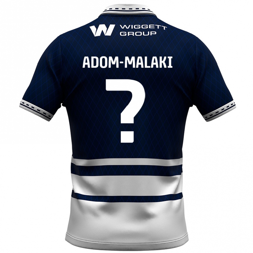 Kids Football Nino Adom-Malaki #0 Navy Blue White Home Jersey 2024/25 T-Shirt Nz