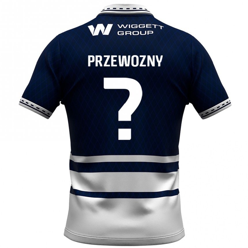 Kids Football Jakub Przewozny #0 Navy Blue White Home Jersey 2024/25 T-Shirt Nz