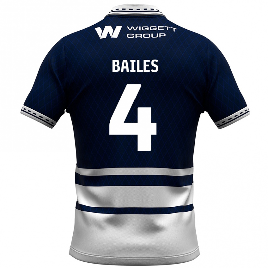 Kids Football Freya Bailes #4 Navy Blue White Home Jersey 2024/25 T-Shirt Nz