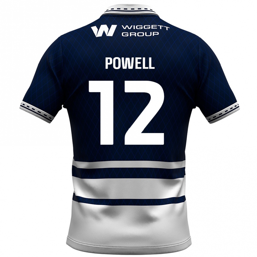 Kids Football Beth Powell #12 Navy Blue White Home Jersey 2024/25 T-Shirt Nz