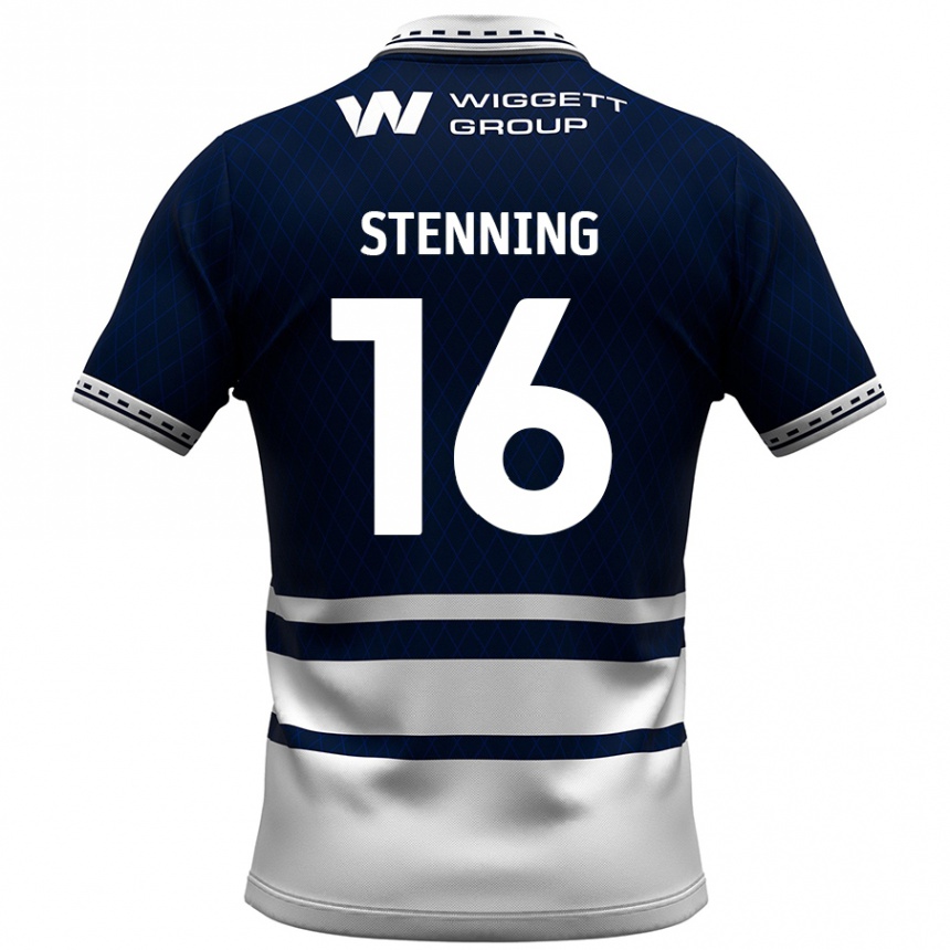 Kids Football Ellie Stenning #16 Navy Blue White Home Jersey 2024/25 T-Shirt Nz