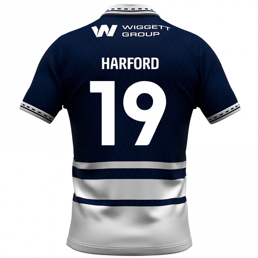 Kids Football Beth Harford #19 Navy Blue White Home Jersey 2024/25 T-Shirt Nz