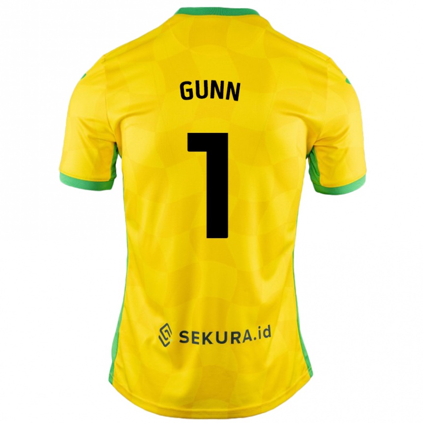 Kids Football Angus Gunn #1 Yellow Green Home Jersey 2024/25 T-Shirt Nz