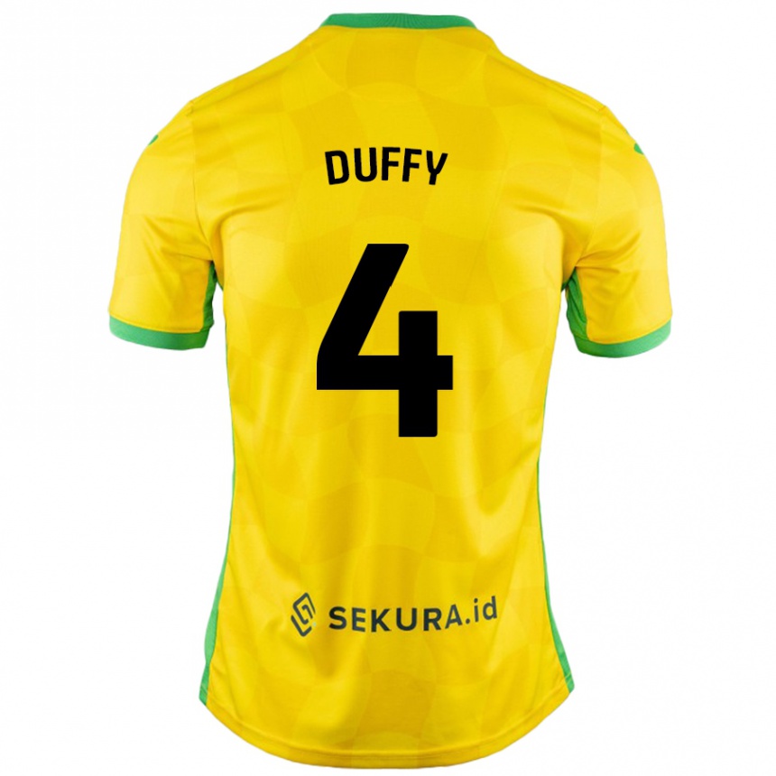 Kids Football Shane Duffy #4 Yellow Green Home Jersey 2024/25 T-Shirt Nz