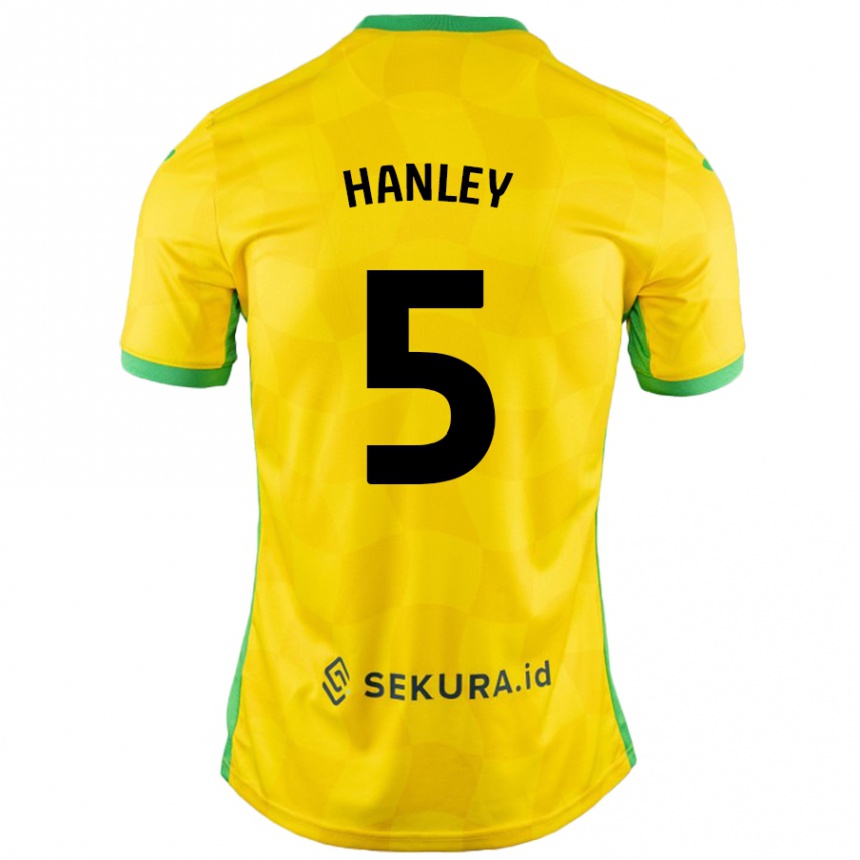 Kids Football Grant Hanley #5 Yellow Green Home Jersey 2024/25 T-Shirt Nz