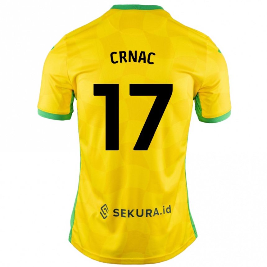 Kids Football Ante Crnac #17 Yellow Green Home Jersey 2024/25 T-Shirt Nz