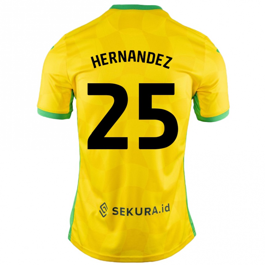 Kids Football Onel Hernández #25 Yellow Green Home Jersey 2024/25 T-Shirt Nz