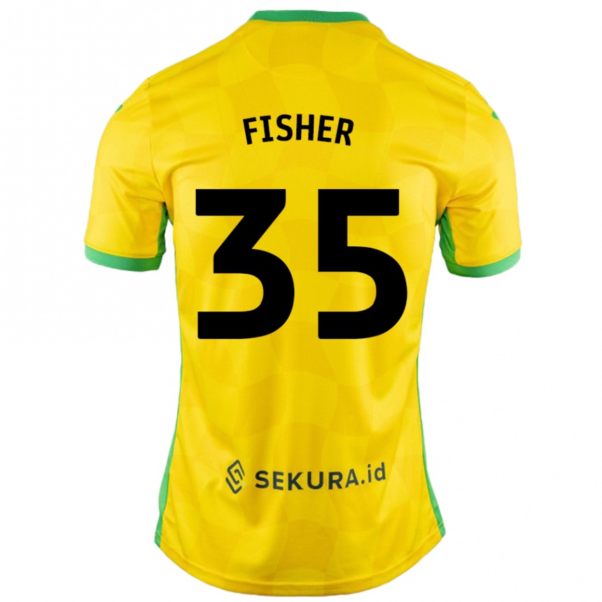 Kids Football Kellen Fisher #35 Yellow Green Home Jersey 2024/25 T-Shirt Nz